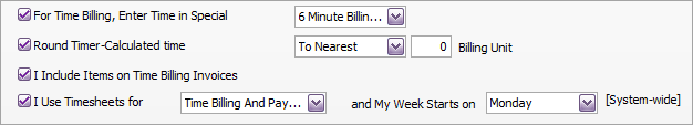 time billing preferences time billing preferences