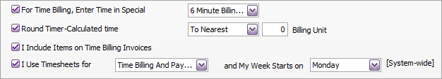 time billing preferences