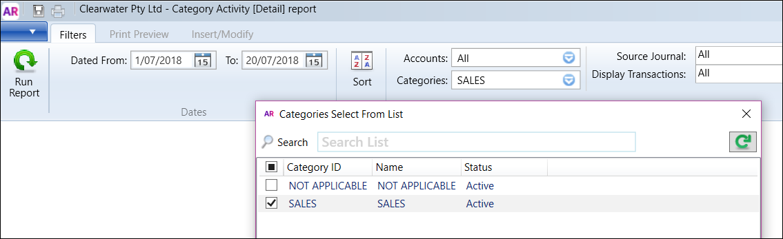 Filter dummy category from reporting