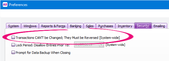 Preferences window with option deselected