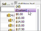 Choose the Custom option in the right-click menu to open the Custom Filter