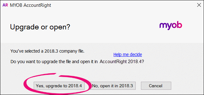Select Yes, upgrade to 2018.4