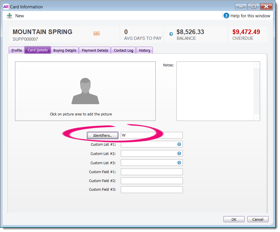 card details with identifier card details with identifier