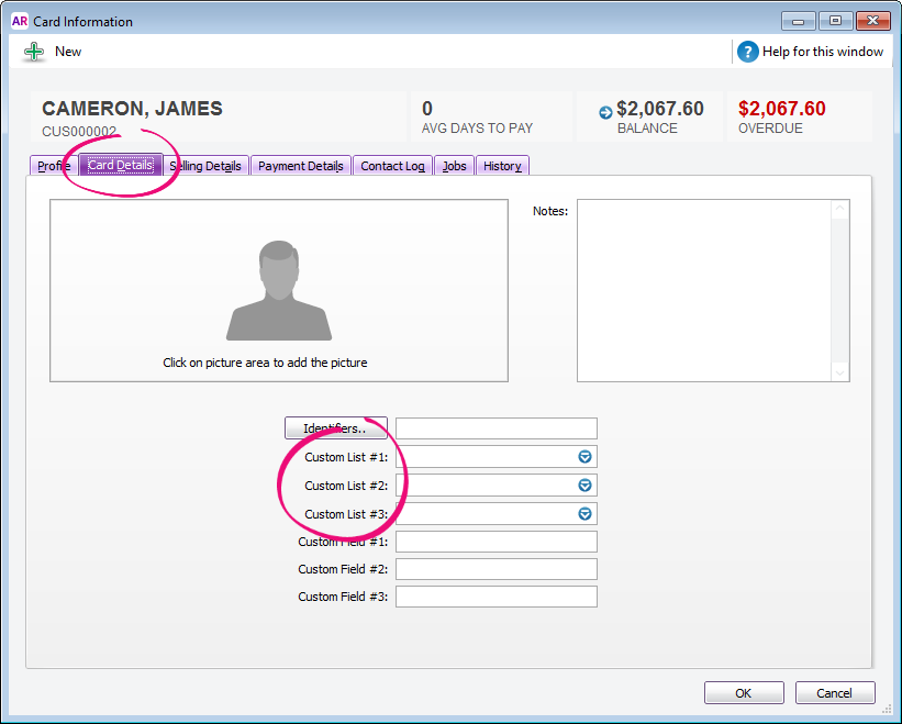 Custom lists highlighted in card details tab Custom lists highlighted in card details tab