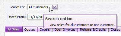 Mouse pointer hovering on a field with field help displayed
