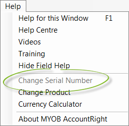 Change Serial Number function greyed out
