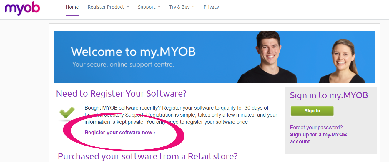 Register your software Register your software