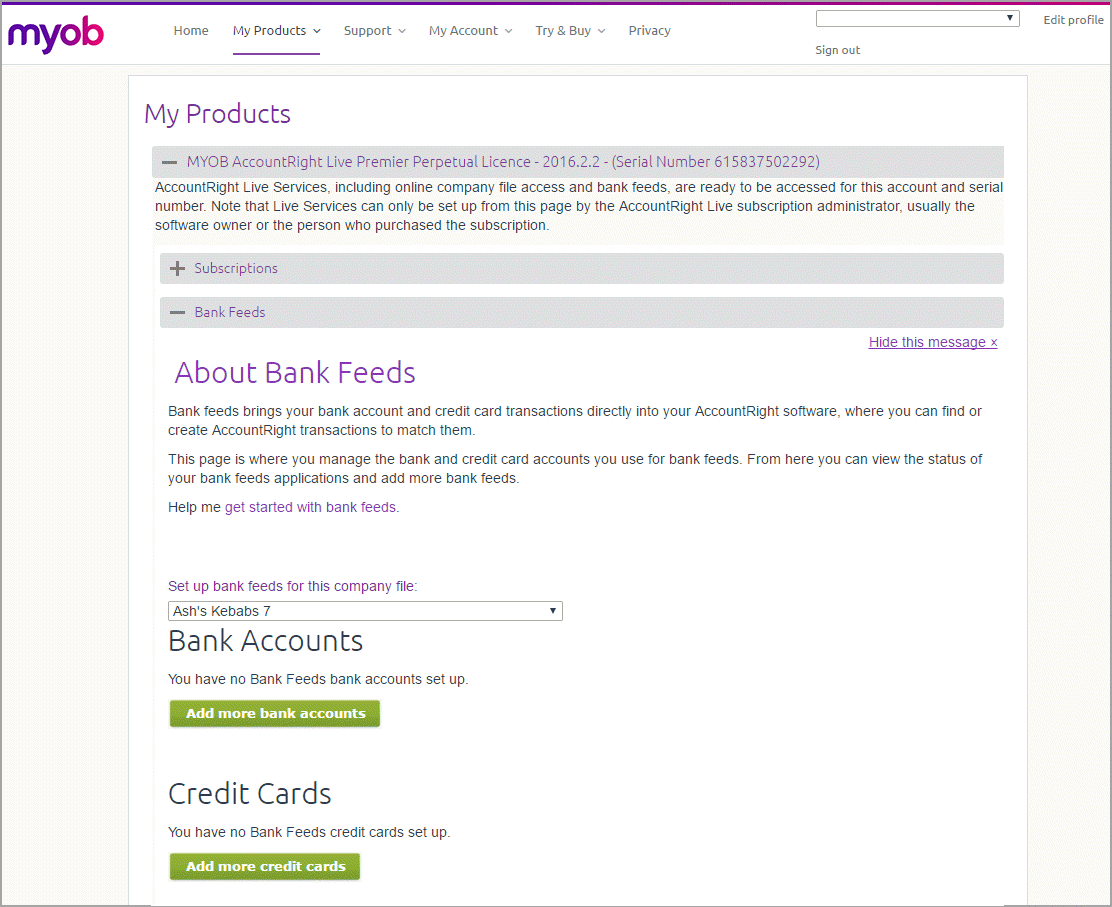 My products page My products page