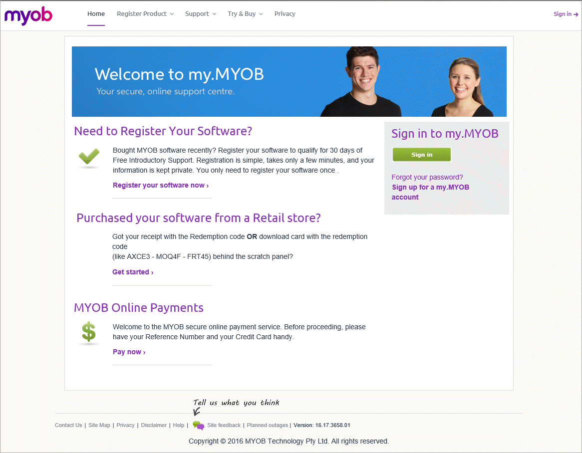 my.myob welcome window my.myob welcome window
