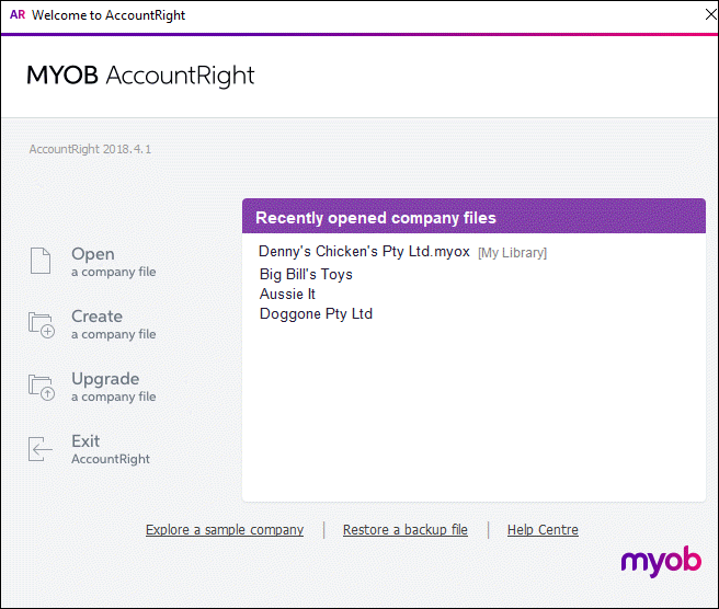 Welcome window recently opened company files Welcome window recently opened company files