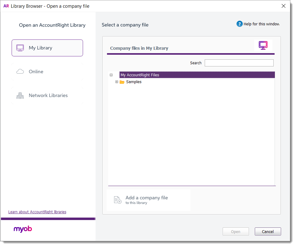 Open a company file Open a company file