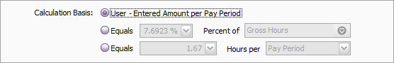 Calculation basis set to user entered per pay period