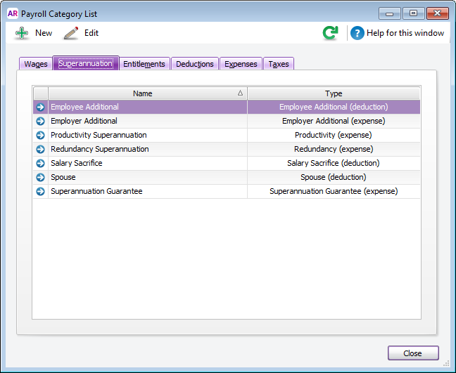 default super categoriy list