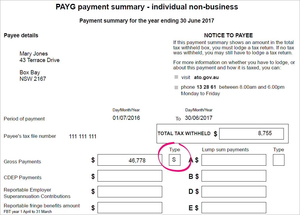 Payg payment summary statement example
