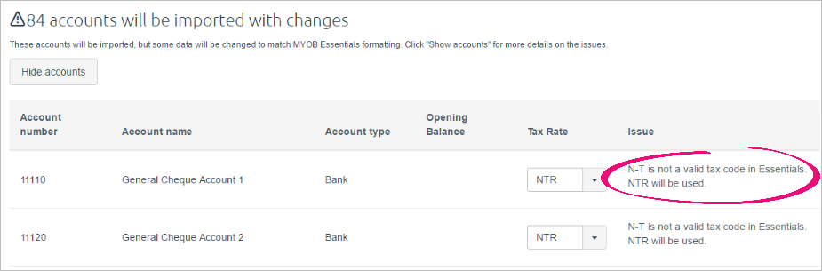 example import summary with change displayed in the issue column