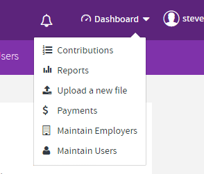 Navigation button clicked and options shown Navigation button clicked and options shown