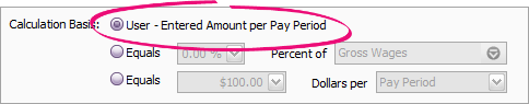 Calculation basis set to user entered Calculation basis set to user entered