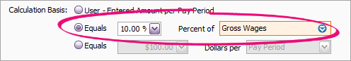 Calculation basis set to 10 percent of gross wages Calculation basis set to 10 percent of gross wages