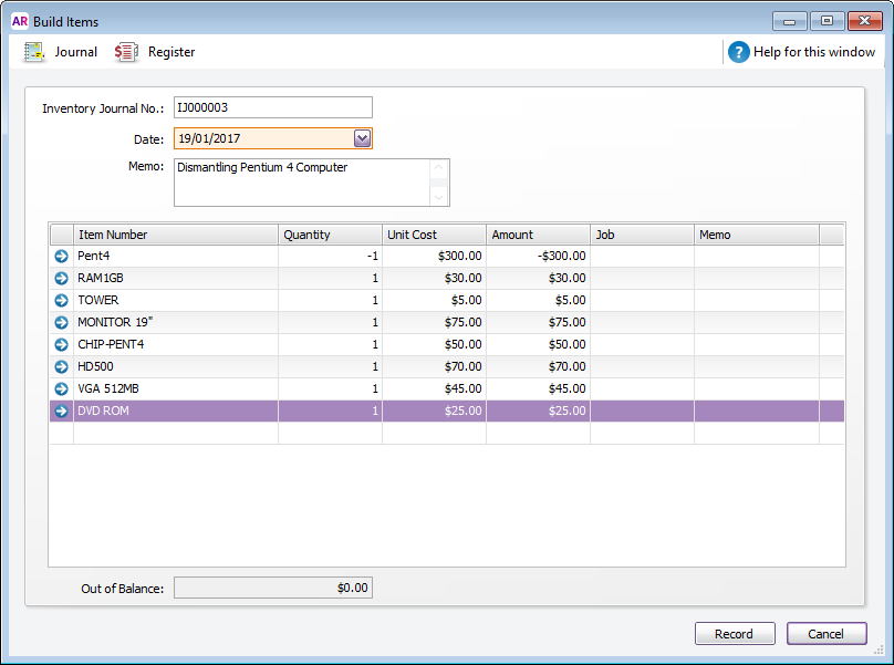Example build item transaction Example build item transaction