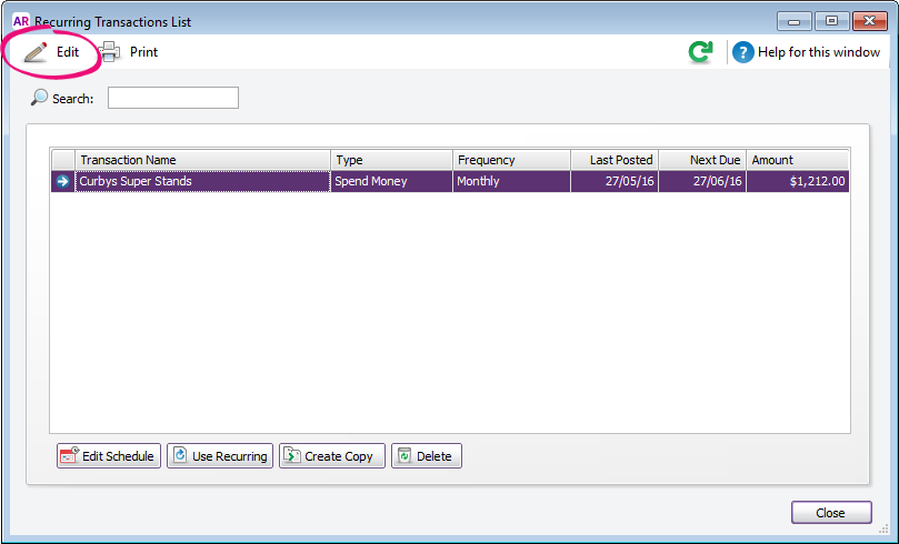 Recurring Transactions - Edit Recurring Transactions - Edit