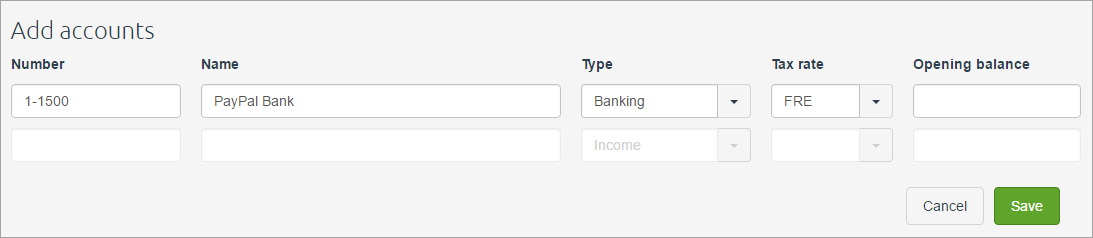 Sample PayPal bank account