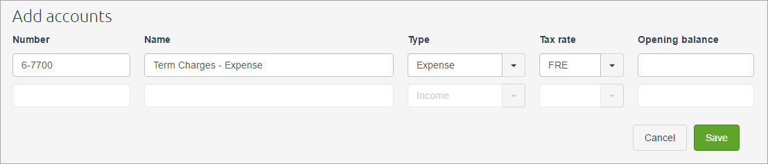 New expense account for term charges