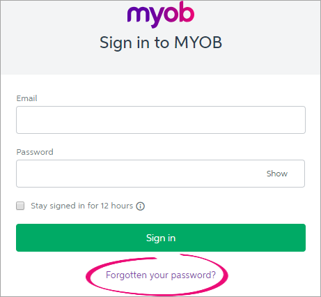 sign in window with forgotten your password link highlighted