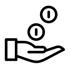 icon of coins dropping into a hand