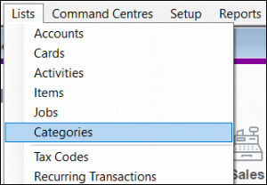AccountRight Category List